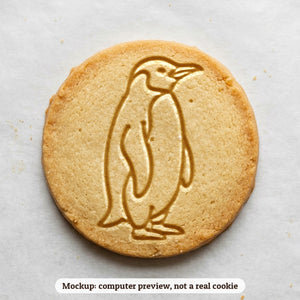 Penguin cookie stamp - cookie mockup, a computer preview, not a real cookie