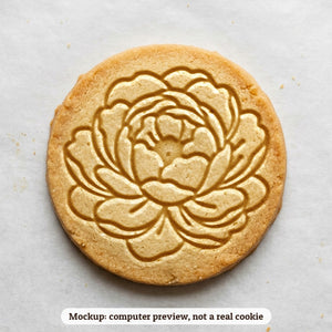 Peony cookie stamp - cookie mockup, a computer preview, not a real cookie