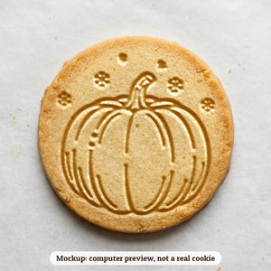 Pumpkin cookie stamp - cookie mockup, a computer preview, not a real cookie