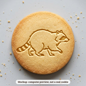 Raccoon cookie stamp - cookie mockup, a computer preview, not a real cookie