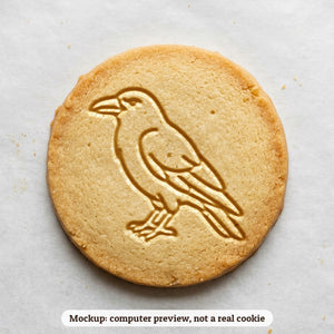 Raven cookie stamp - cookie mockup, a computer preview, not a real cookie
