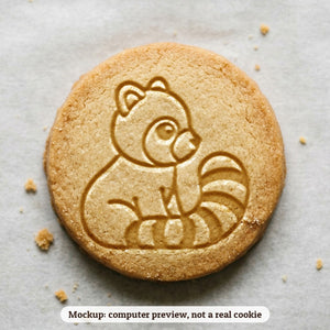 Red Panda cookie stamp - cookie mockup, a computer preview, not a real cookie