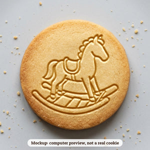 Rocking Horse cookie stamp - cookie mockup, a computer preview, not a real cookie