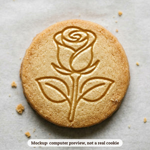 Rose cookie stamp - cookie mockup, a computer preview, not a real cookie