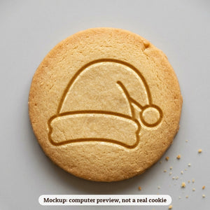 Santa Hat cookie stamp - cookie mockup, a computer preview, not a real cookie