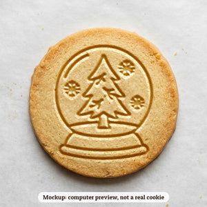 Snow Globe cookie stamp - cookie mockup, a computer preview, not a real cookie