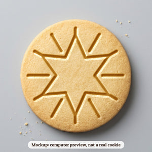 Star of David with Rays cookie stamp - cookie mockup, a computer preview, not a real cookie
