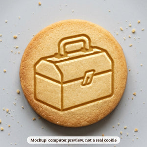 Toolbox cookie stamp - cookie mockup, a computer preview, not a real cookie