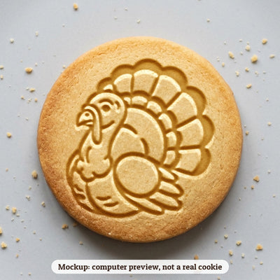 Turkey cookie stamp - cookie mockup, a computer preview, not a real cookie