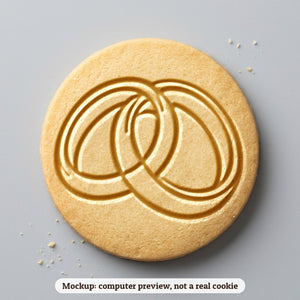 Two Rings Interlocked cookie stamp - cookie mockup, a computer preview, not a real cookie