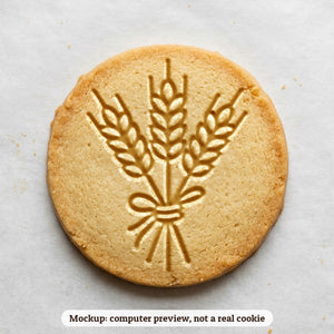 Wheat Sheaf cookie stamp - cookie mockup, a computer preview, not a real cookie