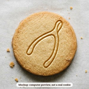 Wishbone cookie stamp - cookie mockup, a computer preview, not a real cookie
