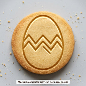 Zigzag Egg cookie stamp - cookie mockup, a computer preview, not a real cookie