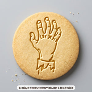 Zombie Hand cookie stamp - cookie mockup, a computer preview, not a real cookie