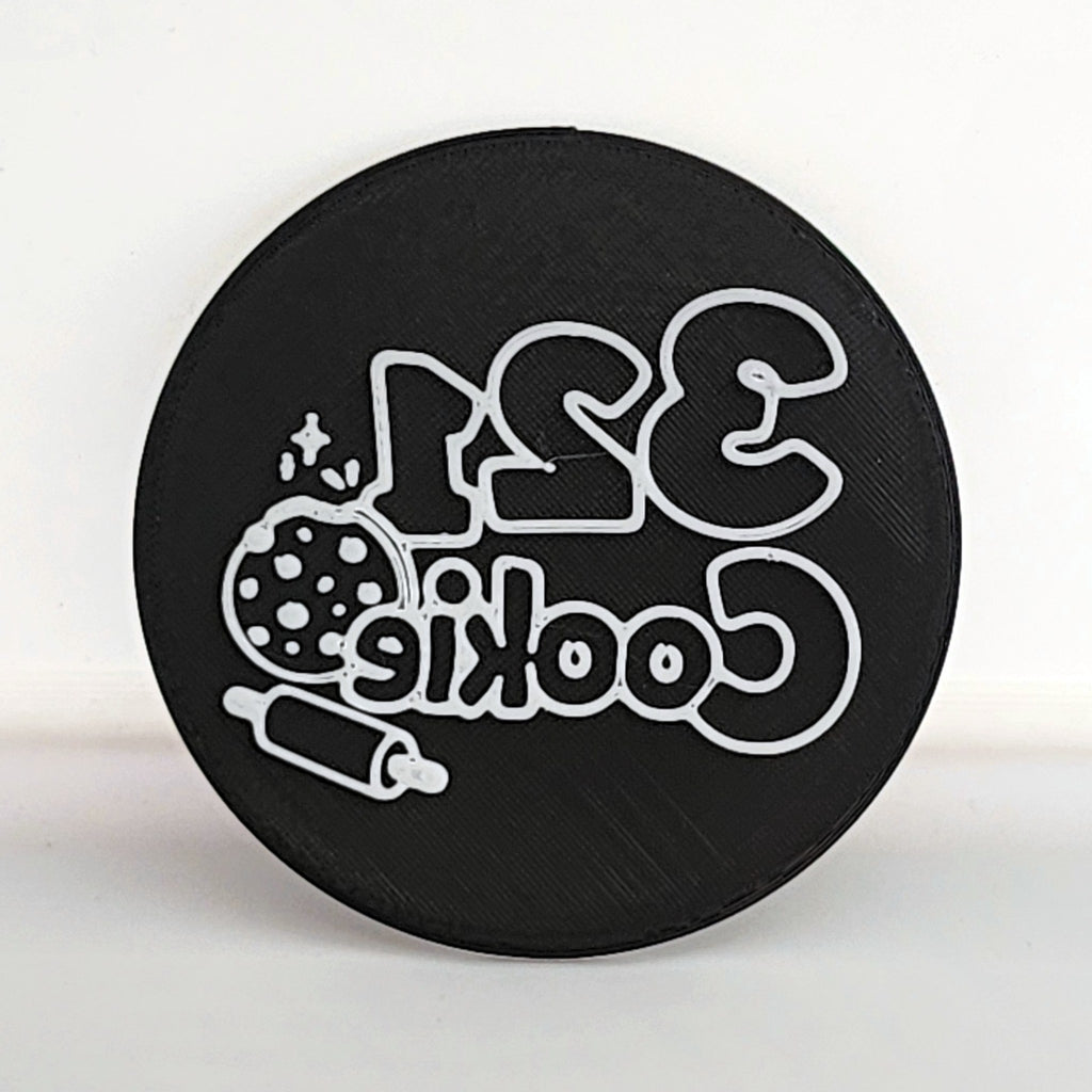 A 321 Cookie logo stamp disc, face on