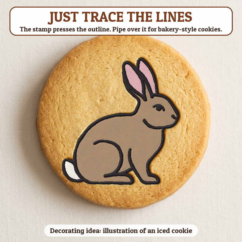 Bunny Silhouette cookie traced with icing, iced decorating idea