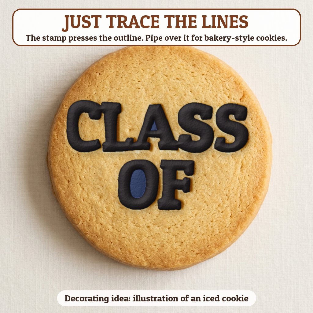Class Of cookie traced with icing, iced decorating idea