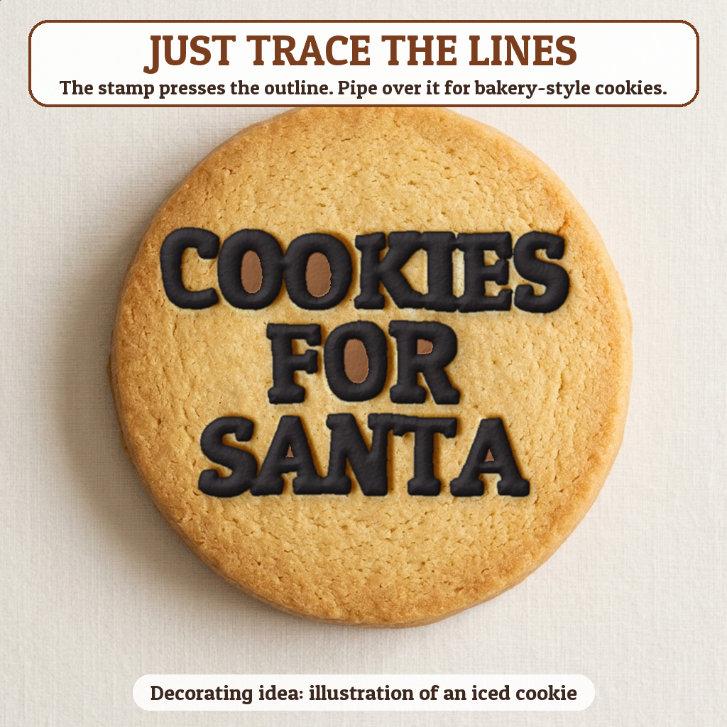 Cookies for Santa cookie traced with icing, iced decorating idea