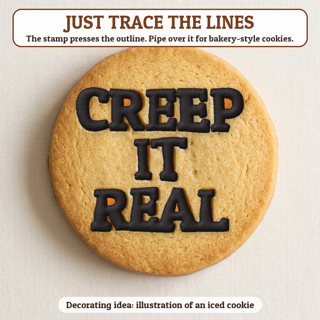 Creep It Real cookie traced with icing, iced decorating idea