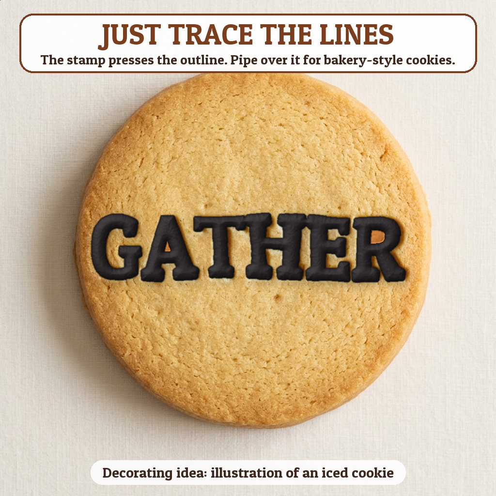 Gather cookie traced with icing, iced decorating idea