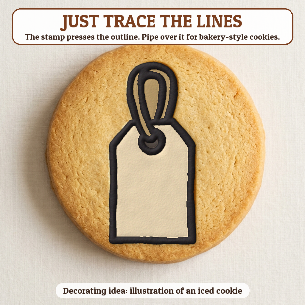 Gift Tag cookie traced with icing, iced decorating idea