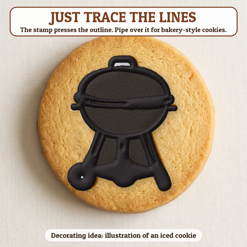 Grill cookie traced with icing, iced decorating idea