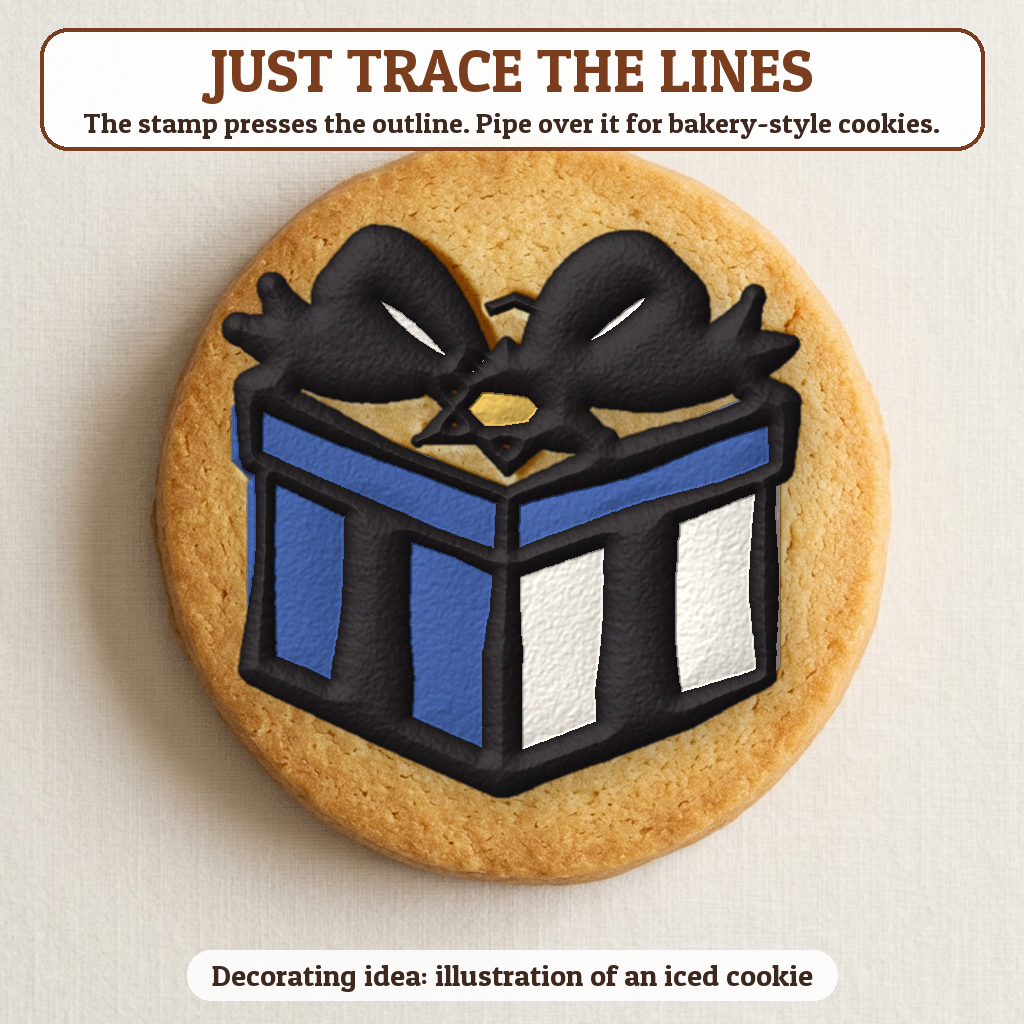 Hanukkah Gift cookie traced with icing, iced decorating idea