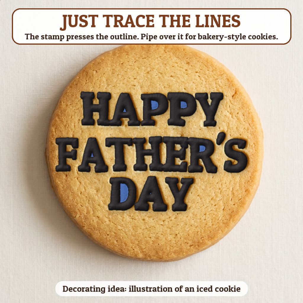 Happy Father's Day cookie traced with icing, iced decorating idea