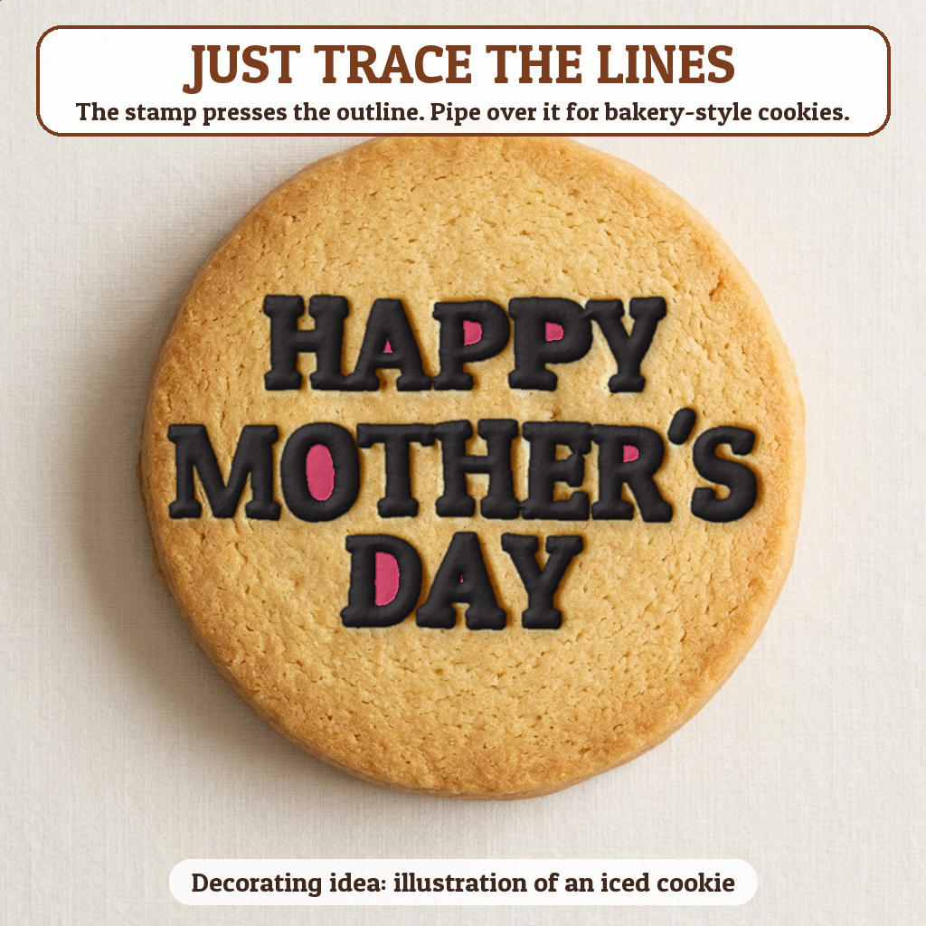 Happy Mother's Day cookie traced with icing, iced decorating idea