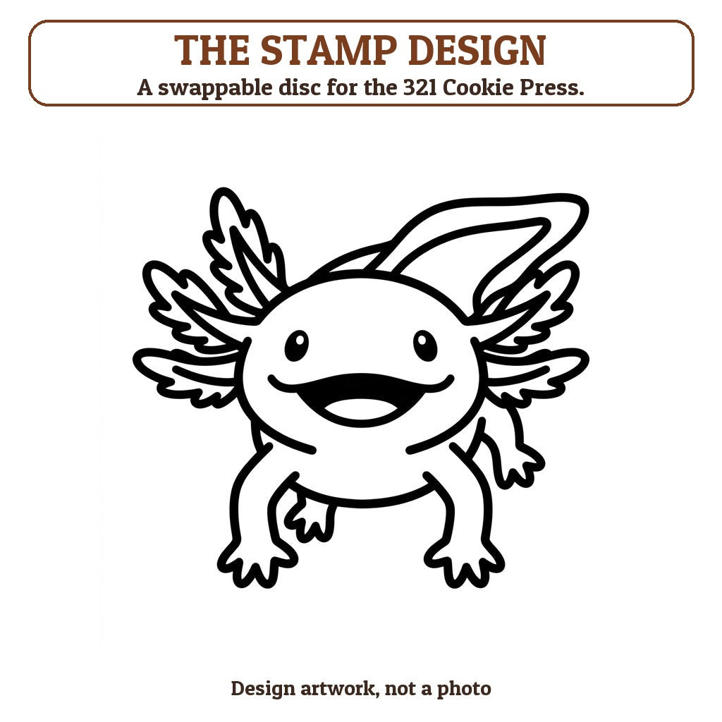 Axolotl cookie stamp - the stamp design artwork