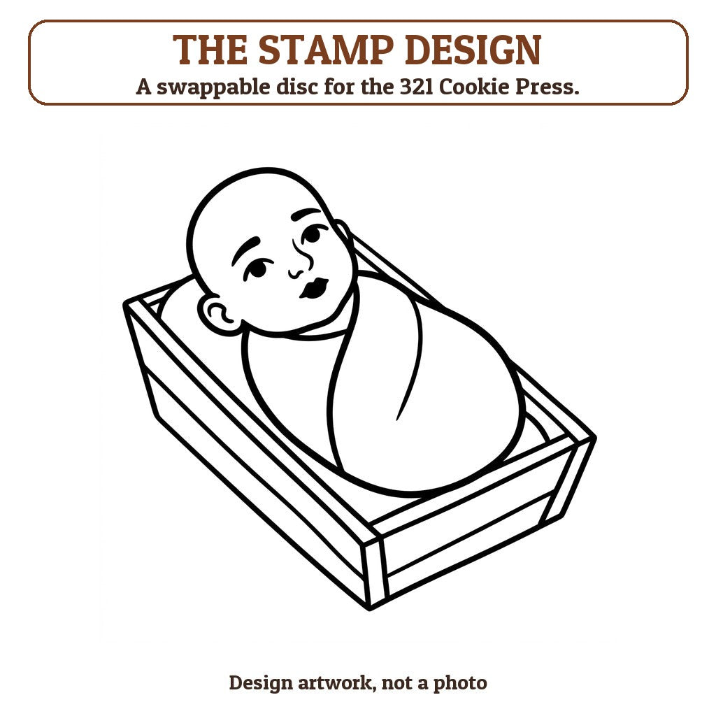 Baby in the Manger cookie stamp - the stamp design artwork