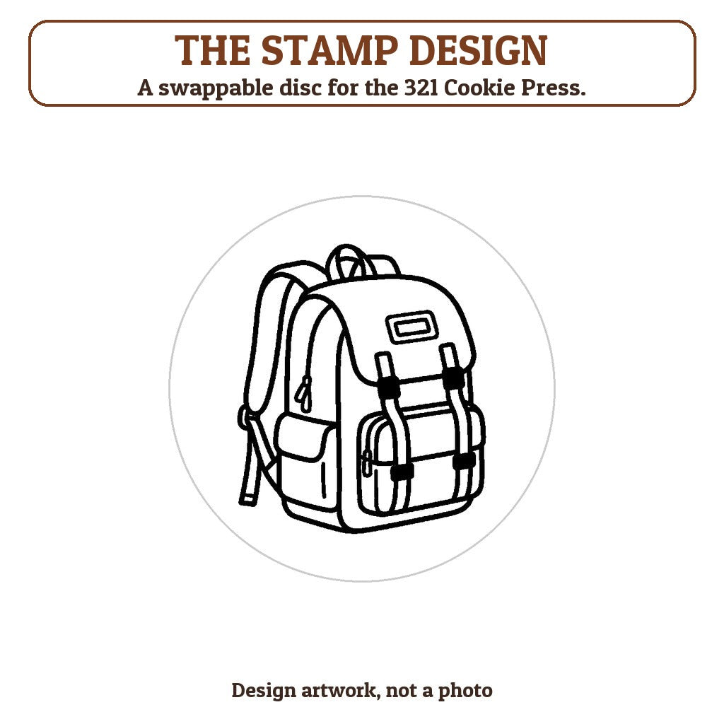 Backpack cookie stamp - the stamp design artwork
