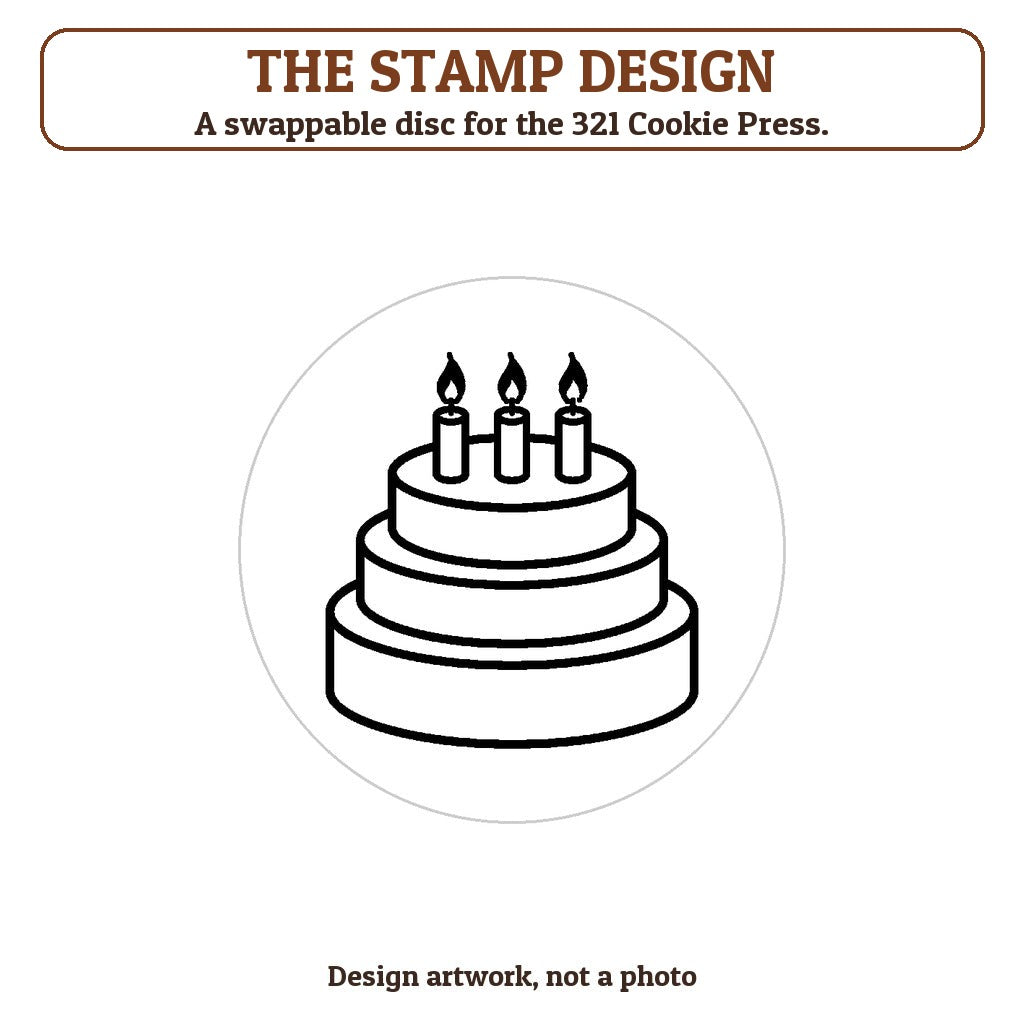 Birthday Cake with Candles cookie stamp - the stamp design artwork