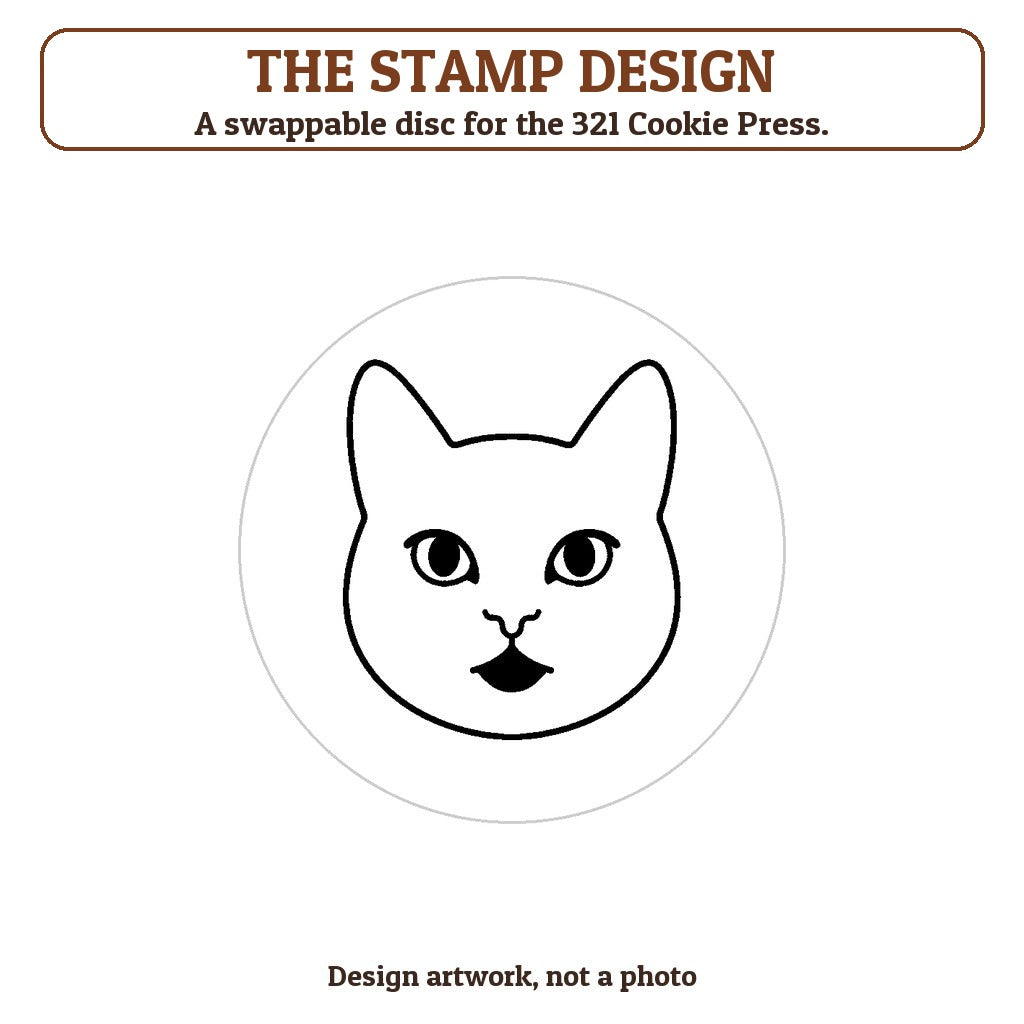 Black Cat Face cookie stamp - the stamp design artwork