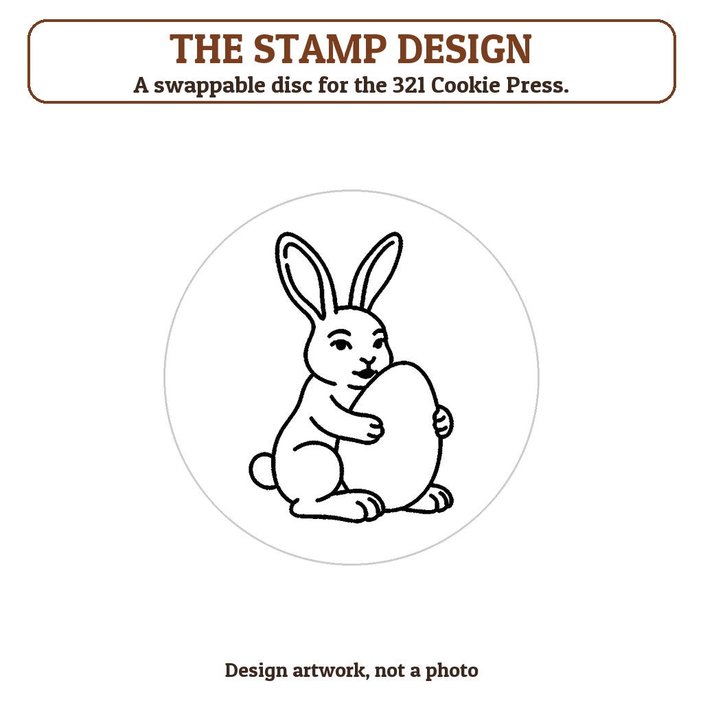 Bunny Holding an Egg cookie stamp - the stamp design artwork