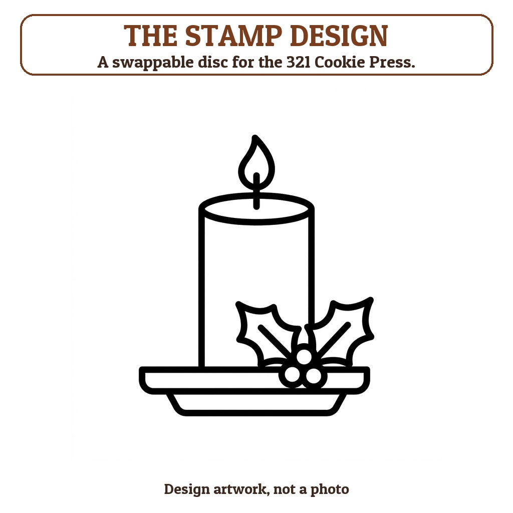 Candle in a Holder cookie stamp - the stamp design artwork