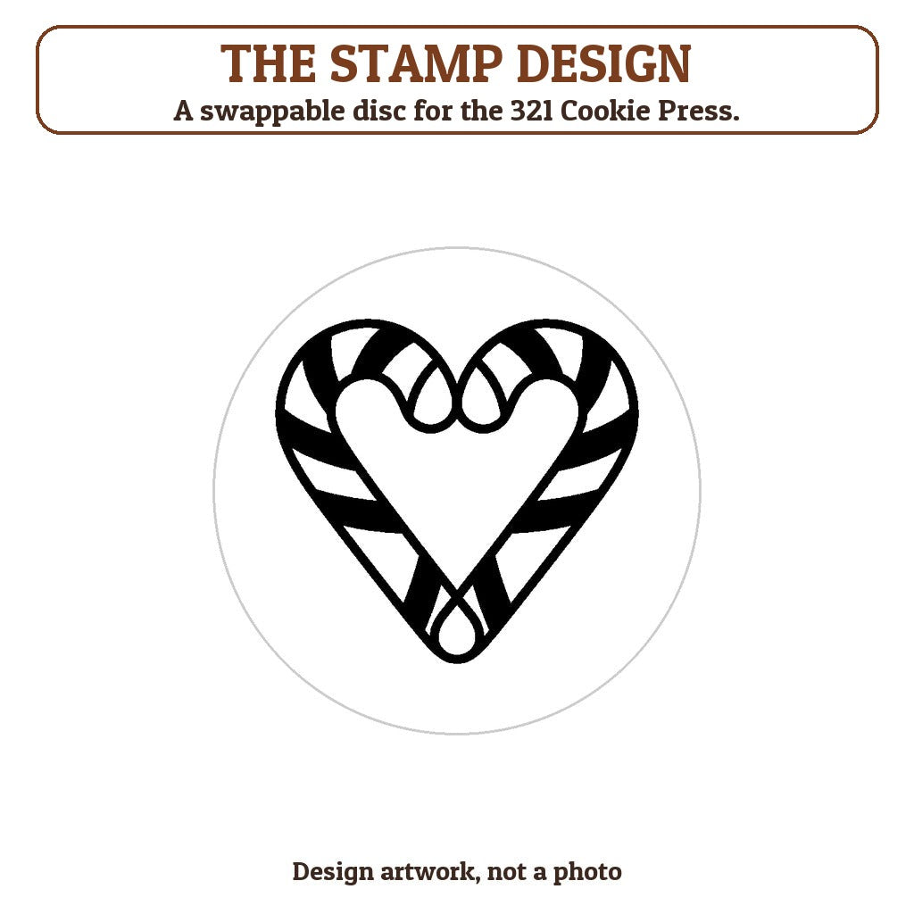 Candy Cane Heart cookie stamp - the stamp design artwork