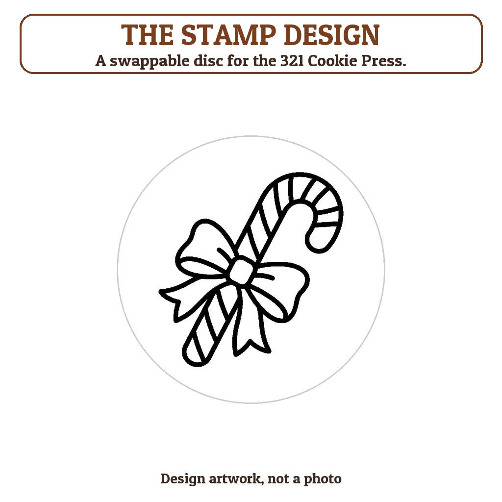 Candy Cane with a Bow cookie stamp - the stamp design artwork
