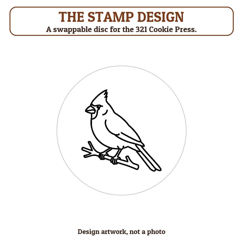 Cardinal in the Snow cookie stamp - the stamp design artwork