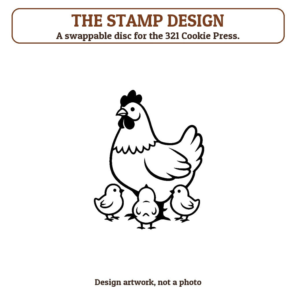 Chicken & Chicks cookie stamp - the stamp design artwork