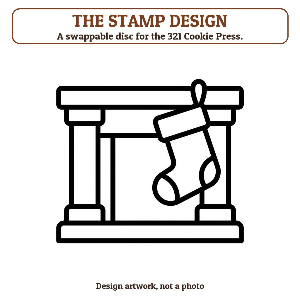Christmas Fireplace cookie stamp - the stamp design artwork