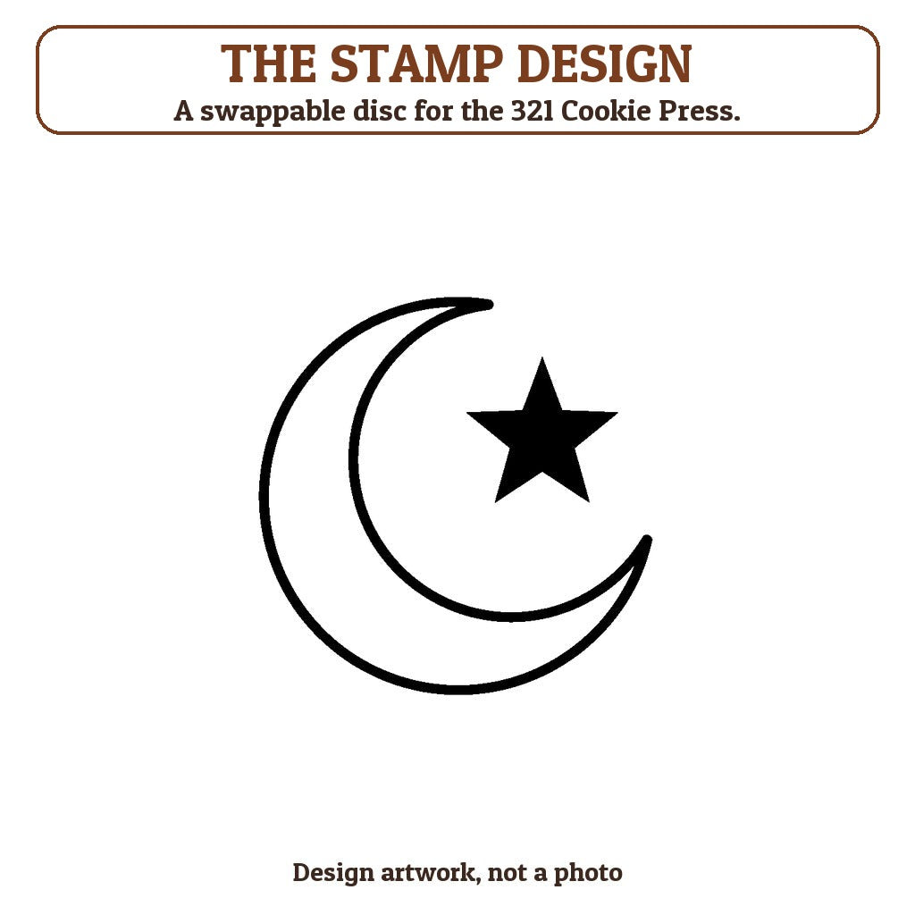 Crescent Moon & Star cookie stamp - the stamp design artwork