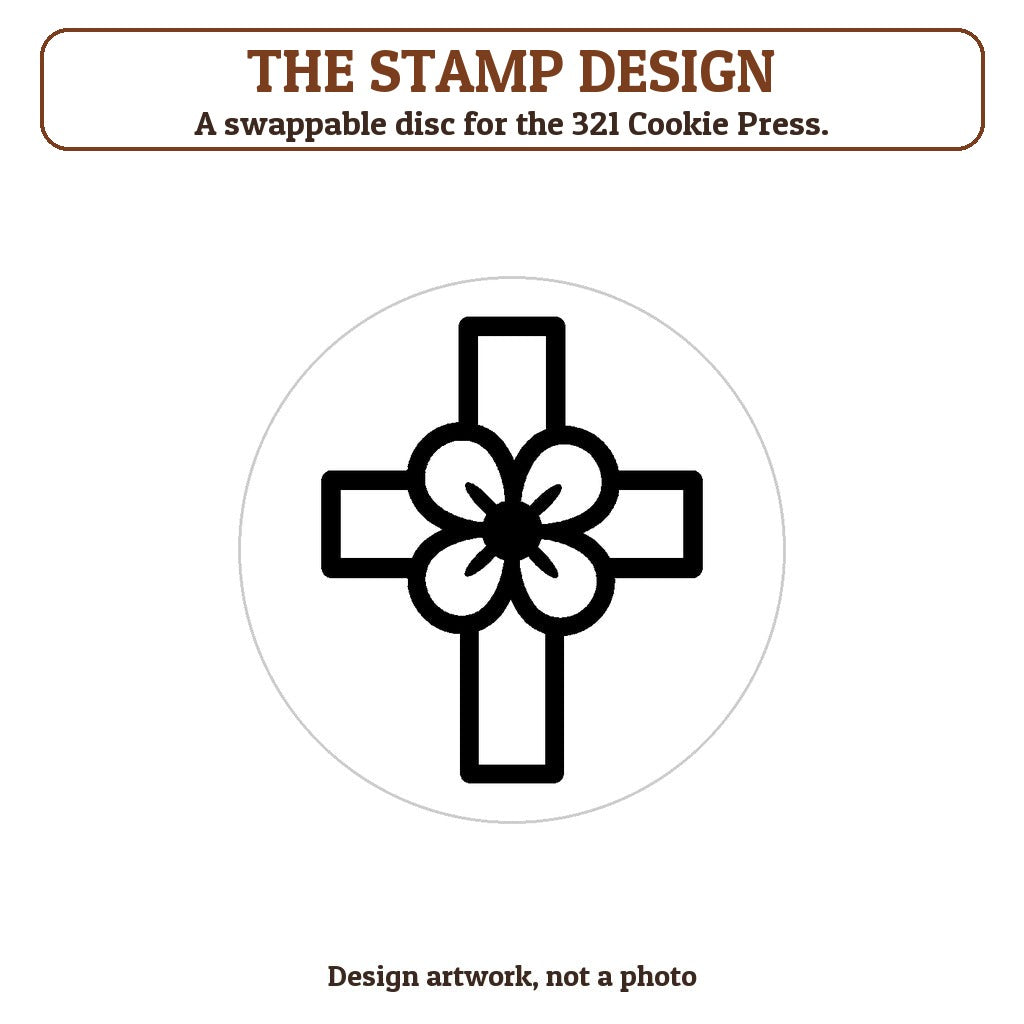 Cross with Flowers cookie stamp - the stamp design artwork