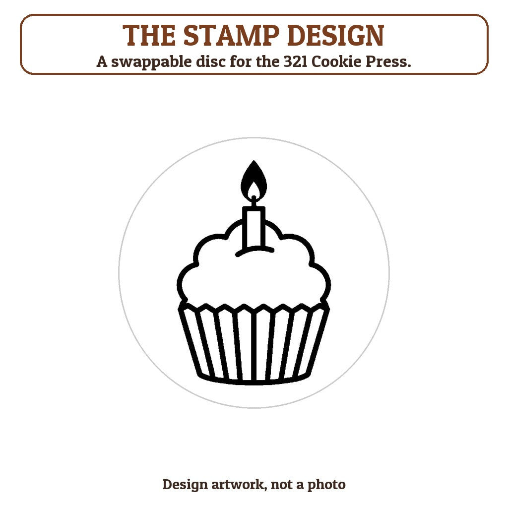 Cupcake with a Candle cookie stamp - the stamp design artwork