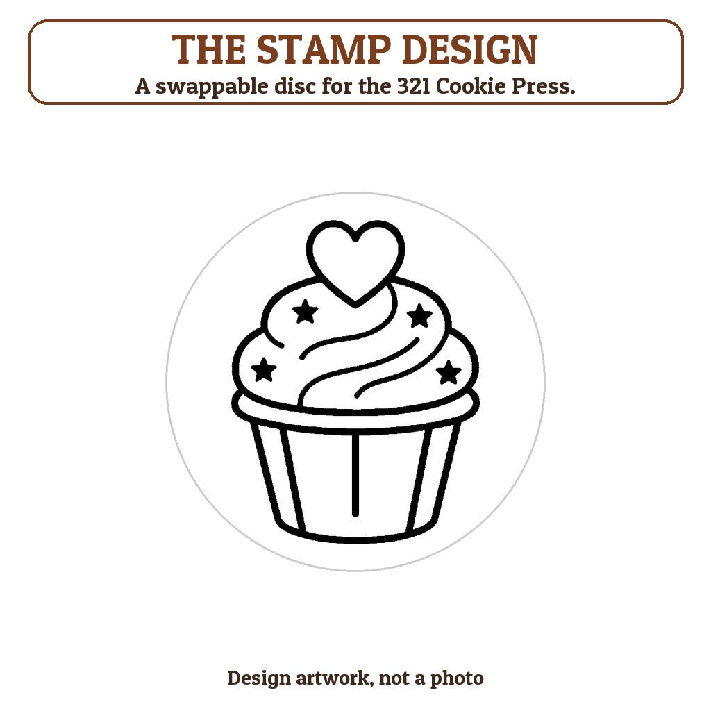Cupcake with a Heart cookie stamp - the stamp design artwork