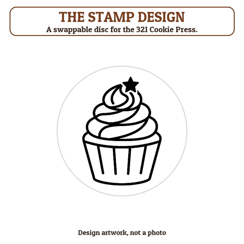Cupcake with Swirl Frosting cookie stamp - the stamp design artwork