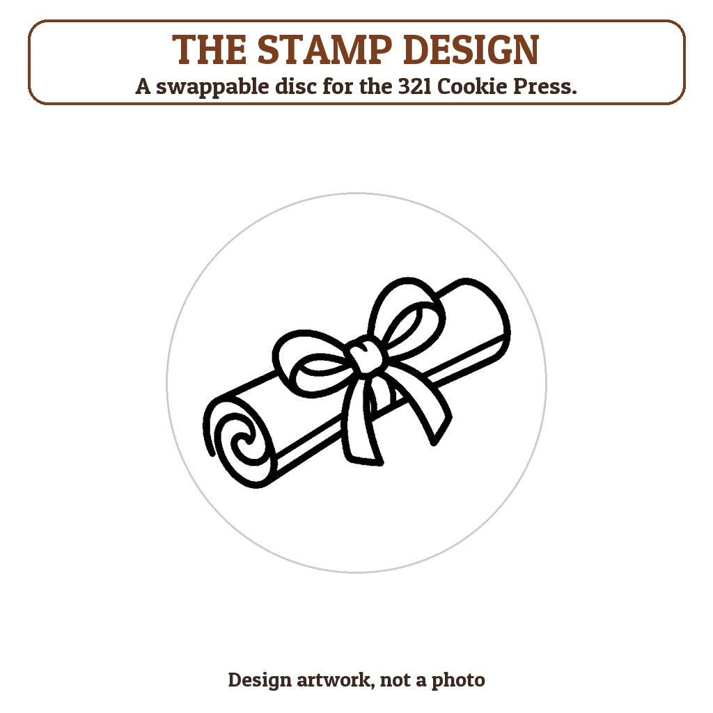 Diploma Scroll cookie stamp - the stamp design artwork