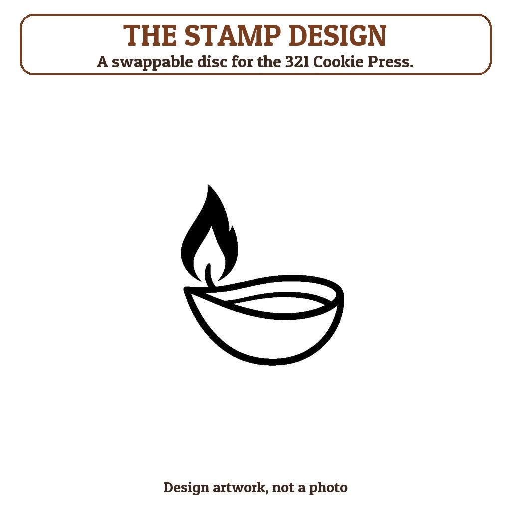Diya Lamp cookie stamp - the stamp design artwork