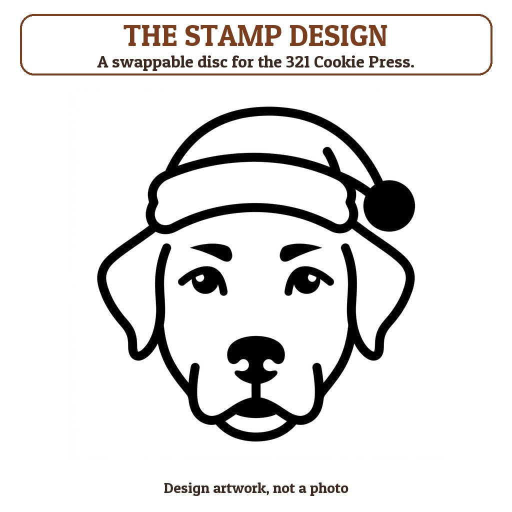 Dog in a Santa Hat cookie stamp - the stamp design artwork