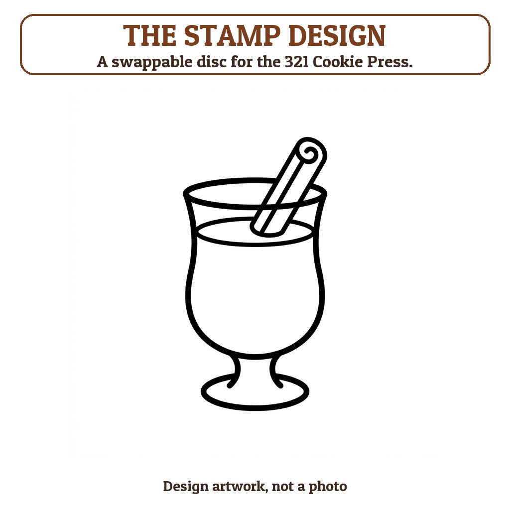 Eggnog Glass cookie stamp - the stamp design artwork